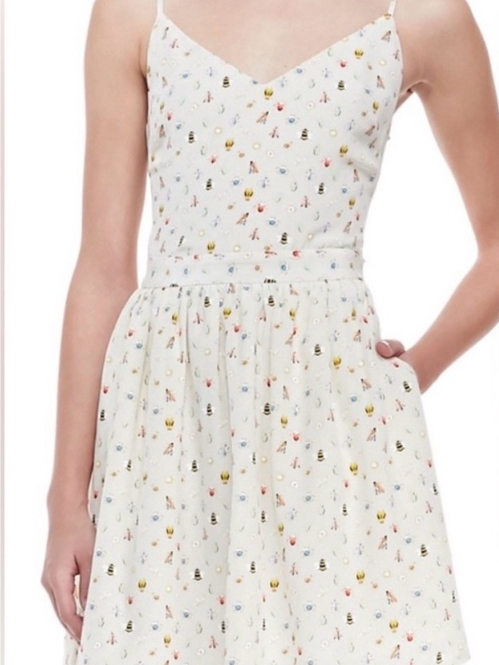 NWT Joie Cream Sundress with Adorable Print and Cut Out Back M